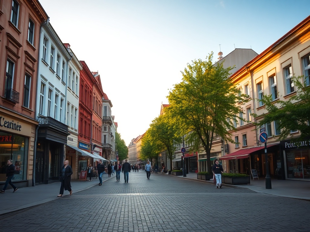 Mapa infrastruktury miasta Łańcut z zaznaczonymi sklepami, restauracjami i placówkami zdrowia