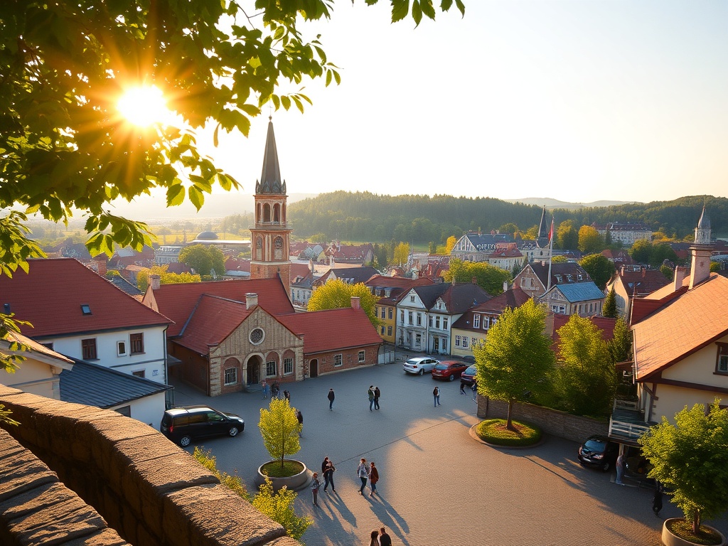 Widok na Zamek w Łańcucie otoczony zielenią parku podczas wiosennego dnia